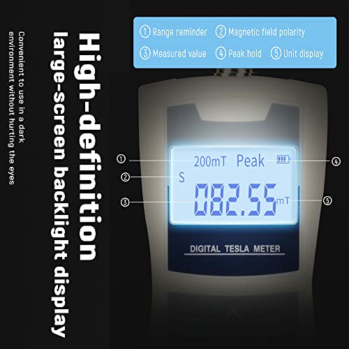 Tesla Meter Gauss Meter Digital 0 a 2500 mT miniatura 6