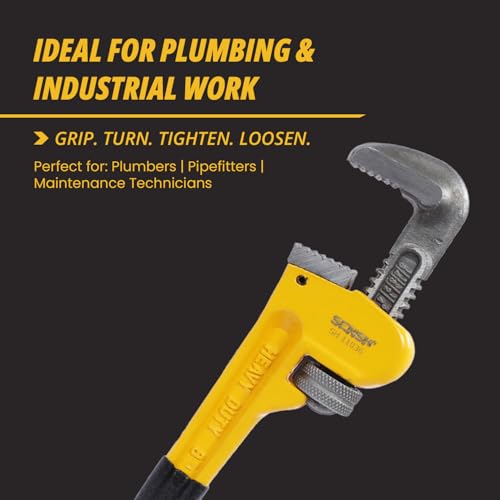 Image of Heavy Duty 8 In Pipe Wrench | Forged Carbon Steel With Cr-Mb Jaw | Precise Clamping Teeth Design For Strong Grip |TPR Soft Grip Handle | Max Pipe Size 1 inch, For Plumbing, Home and Professionals