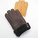 YISEVEN Men's Merino Rugged Lambskin Shearling Leather Gloves Sheepskin Flip Cuff Thick Fur Warm Wool Lined for Winter Cold Weather Dress Driving Work Gifts, Camel Size S