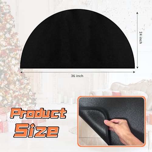 Fireplace Floor Mat, Hearth Fireproof Rug for Fireplaces and Woodstoves, High Temperature Fire Resistant Rug for Wood Stoves, Semicircle Shaped, Size 36" x24", Black Color - Image 2