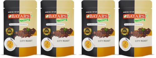 Image of Bayar's Coffee City Roast Filter Coffee Powder 200g | Authentic South Indian Blend with 70% Coffee & 30% Chicory | Freshly Roasted & Ground for Rich Aroma & Taste - Pack of 4