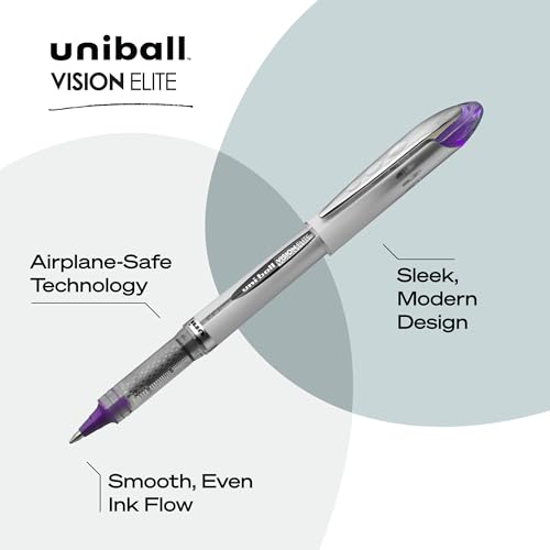 Image of uniball Vision Elite Rollerball Pens, Bold Point (0.8mm), Violet, 12 Pack