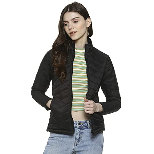Image of PINACOLADA Women's Puffer Regular Fit Bomber Jacket For Winter Wear | Standing Collar | Full Sleeve | Zipper | Casual Jacket For Woman & Girl | Western Stylish Jacket For Women