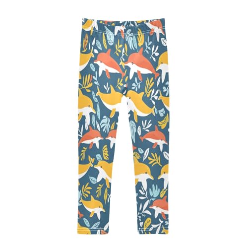Bolaz Toddler Girls Leggings Printed Yoga Pants Leggings Orange Yellow Whale for Kids