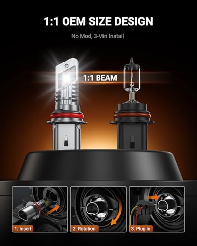 Image of SEALIGHT Upgraded 9007 HB5 LED Bulb high /low beam, 40000LM Super Bright, 60000+ Hours Service Life, 6500K Cool White, 1:1 Halogen Size Replacement Exterior Light Bulbs, Plug N Play, Pack of 2