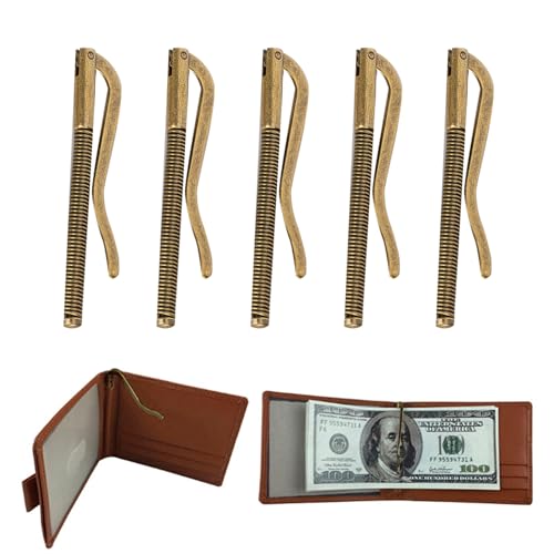 5Pcs Spring Metal Money Clips, Cash Clips/Business Card Holder/Credit Holder/Bifold Wallet Clip for Fathers Day Gift (Bronze)2