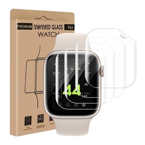 Cable Leader 4 protectores de pantalla para Apple Watch Series 7/8/9 (45 mm), suave TPU resistente a los arañazos iWatch de 45 mm, cristal protector de pantalla Sensitive Touch, sin burbujas, HD