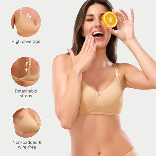 Image of Enamor A055 Comfort Shaper Cotton Plus Size T-Shirt Bra for Women- High Coverage, Non Padded and Wirefree