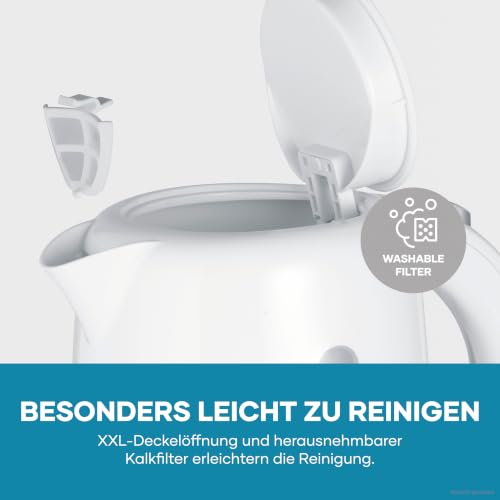 SEVERIN Wasserkocher, 1,7 L Kapazität, mit herausnehmbarem Kalkfilter, Wasserstandsanzeige, Ein-Aus-Taste & Kontrollleuchte, 2.200 W, weiß… – Ansicht 5