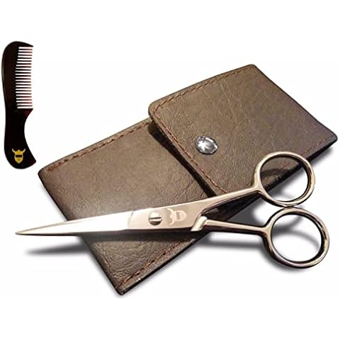 Striking Viking Beard & Mustache Scissors from Striking Viking - Steel Scissors for Beards and Mustaches. Includes Synthetic Leather Case for Travel and Storage Cover