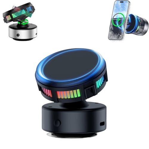 Techgoplus Phone Holder Magnetic Car Mount- 360° Electric Vacuum Suction Mount con Wireless Fast Charging & Cooling per All Smartphones Black