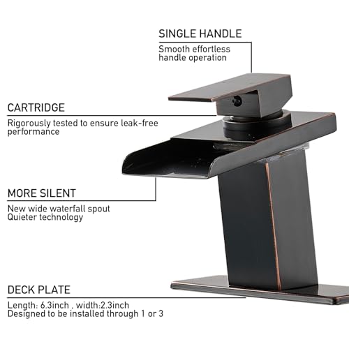 Image of AVSIILE LED Bathroom Sink Faucet, Oil Rubbed Bronze, Stainless Steel Spout