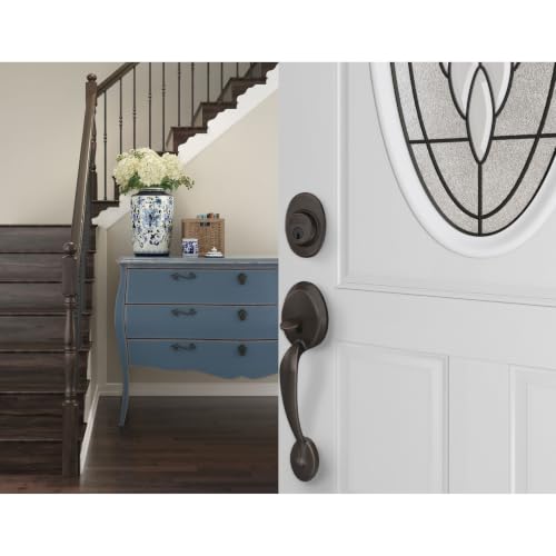 Image of SCHLAGE Front Door Entry Handleset, Georgian Knob, Aged Bronze