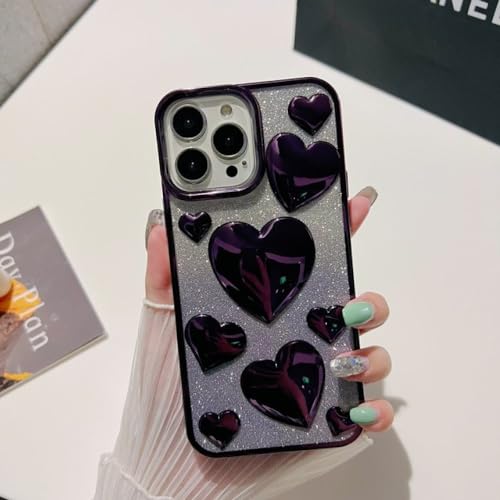 Coque silicone iPhone 14 Pro antichoc transparente violette à paillettes