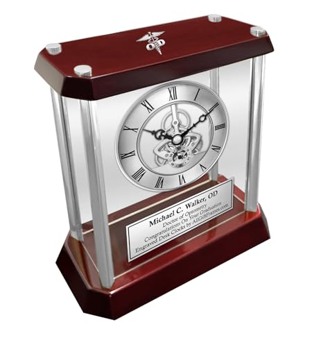 AllGiftFrames Silver Column Gear Engraved 3D Doctor Optometry Logo time Keeper Plaque Sculpture Graduation School Gift Optometrist Award Graduate Student OD