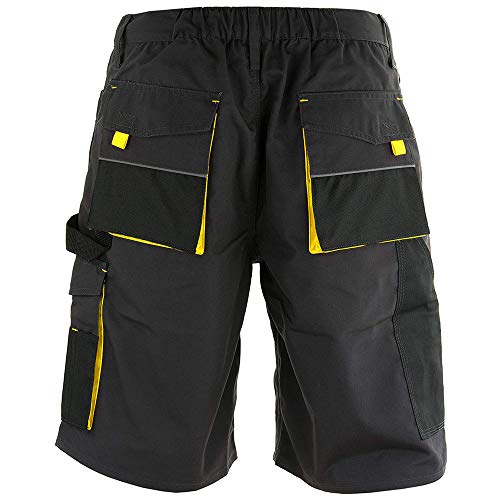 REIS, Pantalon de Travail Court pour Hommes, 270g/m², 65% Polyester 35% Coton, Noir-Jaune, Taille: L - Image 6