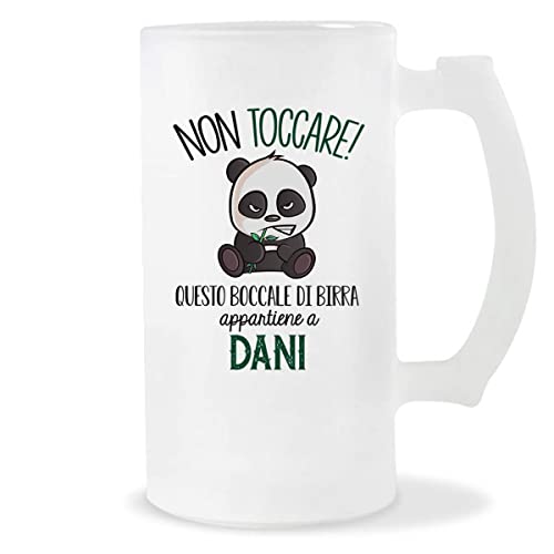 Planetee Boccale di Birra Dani | Non Toccare Panda | Bicchieri da Birra Nome Messaggio Divertente Originale Idee Regali Anniversario Natale Valentino Divertenti