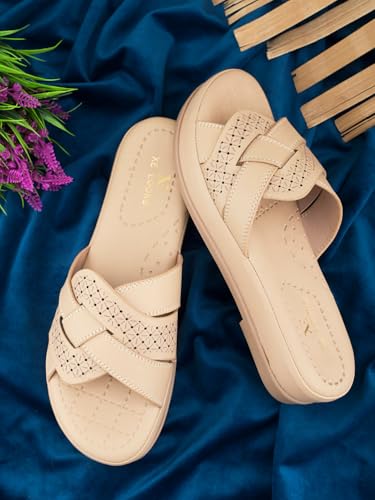 Image of XE Looks Sleek Slip-On Sandals Trendy & Stylish Cross-Strap Perforated Comfort