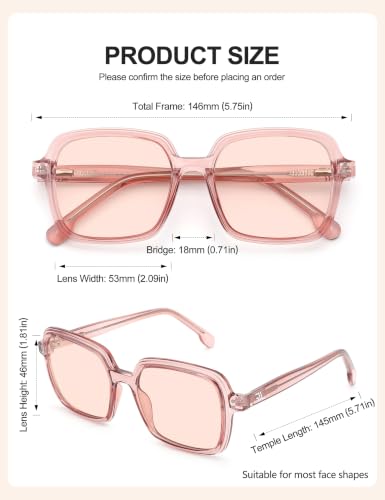 Image of Oversized Blue Light Blocking Glasses for Women and Men, Square Frame Computer Gaming Glasses Anti Glare & UV RF6215
