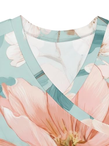 Image of SUZONANA Plus Size Dresses for Women Floral Print Maxi Dress Flowy 3 /4 Sleeve with Belt