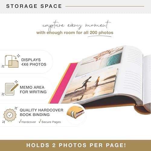Image of MCS Adventure Awaits Orange Photo Album, 200-Pocket, 4x6, 12x12 Pages | Scrapbook-Style Keepsake Photo Album With Memo Space, Clear Side-Loading Pockets, Thoughtful Gift