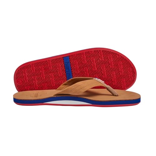 Image of Hari Mari- Fields- Men's Nubuck Leather Flip Flops with Colorful Outsole- No Break Ins, Firm Arch Support, Soft Squeeze Eva Midsole and Beveled Edge to Reduce Tripping