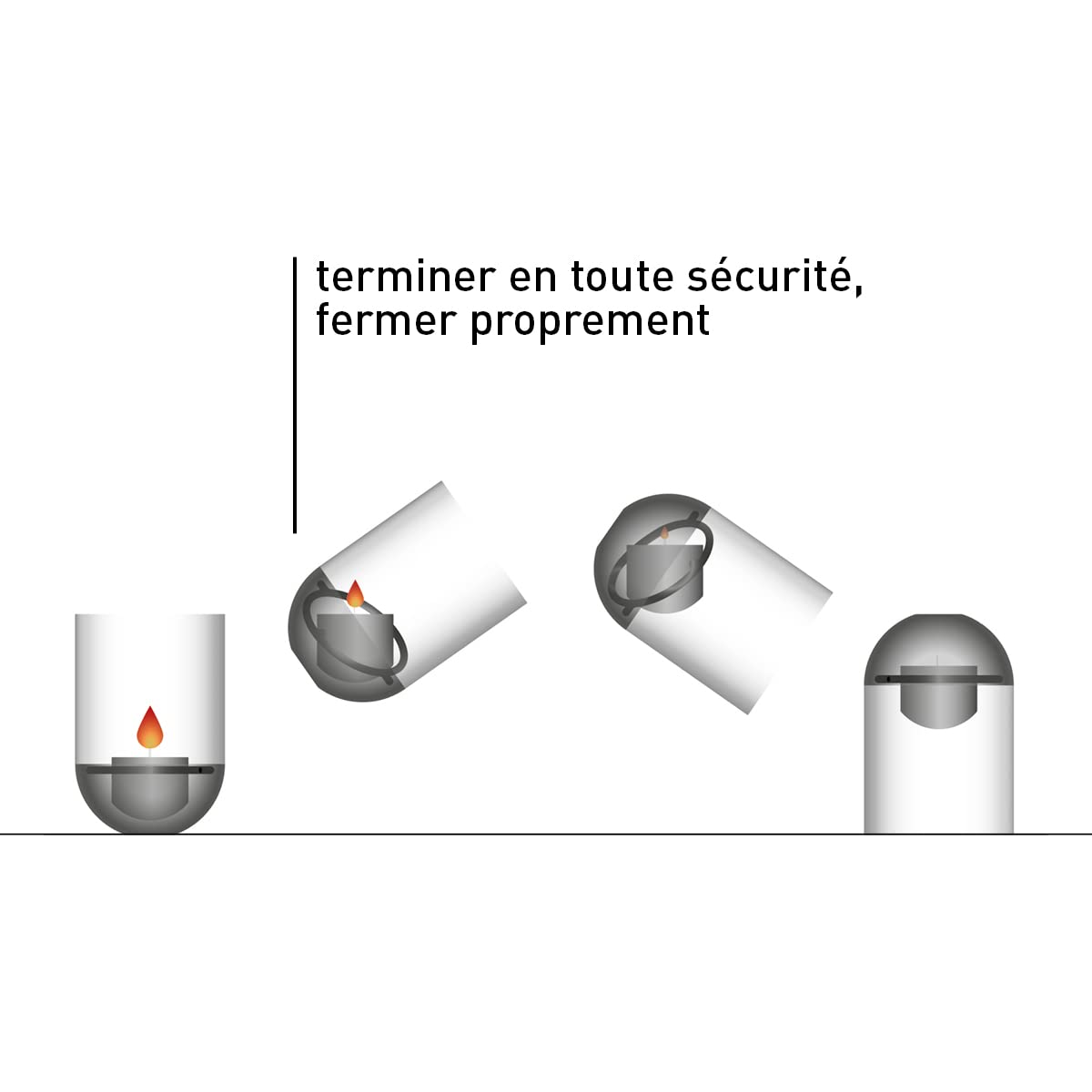 höfats - Gravity Candle Noir - Porte-Bougie et Photophore - Tient la Bougie horizontalement - allumage Pratique et Fonction d'extinction intégrée
