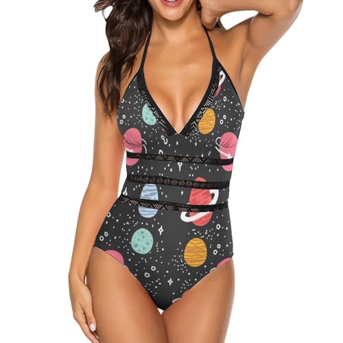 Bikini set une pièce monokini Planète Galaxy costume de natation femme
