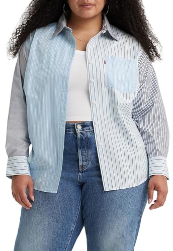 Levis - Nola - Oversize-Hemdbluse in Blau mit gestreiftem Blockfarbendesign