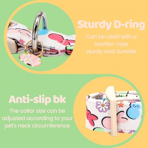 Image of Dog Collars, Easter Colorful Rabbit Print Pet Collar Holiday Cute Durable Adjustable Pendant Gift Collar with Quick Release Plastic Buckle for Large Dogs