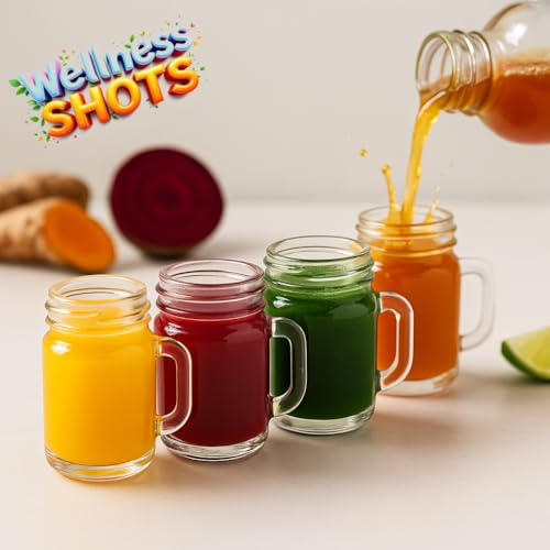 Image of STORE 2508 Mini Glass Espresso Shot Jars with Handle & Metal Lid - 40ml Capacity | Leakproof Mini Mason Jars for Espresso Shots Wellness Shots Candle Making Party Favors Spices Crafts (Pack of 12)