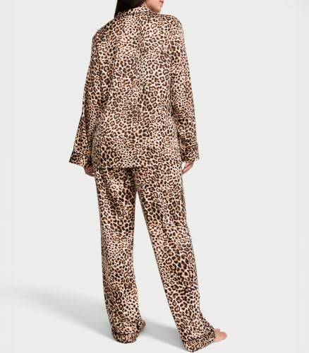 Image of Victoria's Secret Women's Satin Pajama Set, Long Sleeve Button Down Shirt & Pants