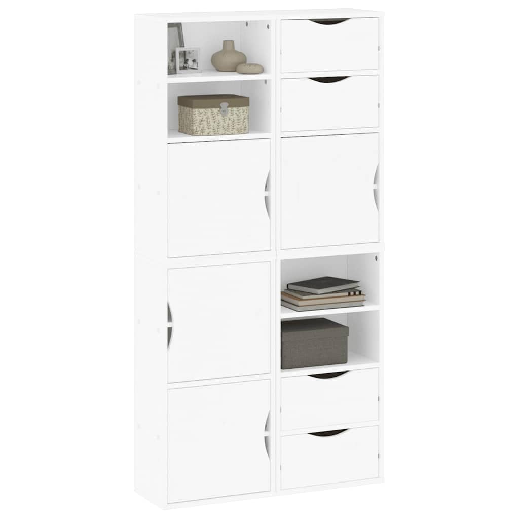 Fengshui Odda Lot de 4 armoires d'appoint en pin Blanc 40 x 24 x 79 cm
