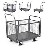 Lomive 3IN1メッシュ折り畳み大型カゴ台車 耐荷重800KGメッシュ大型カゴ台車 カゴ付き台車 折りたたみカゴ台車 多機能運搬車 業務用・家庭用網籠車 手押し台車 ショッピングカート 静音 100x60cm大容量積載面 簡単組み立て 引越し 買い物 持ち運び便利 倉庫 工場 店舗