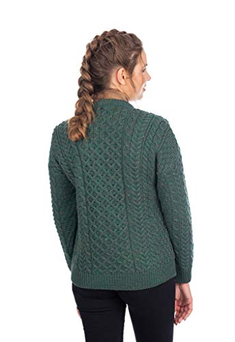 SAOL Women 100% Merino Wool Sweater Irish Aran Jacket Cardigan3