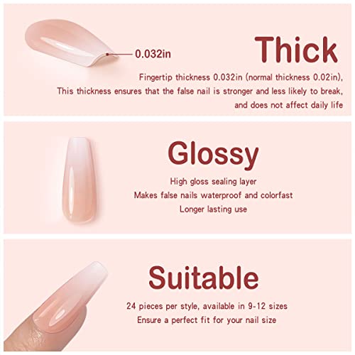 Yivaiks 24Pcs Glitter Press On Nails Medium Coffin Fake Nails With Glue On Nails For Women Luxurious 3D Crystal Gem Design Ballerina Pink Acrylic Nails Perfect Accessory For Banquets, Soirees, Parties(Gd-002) #TOP2