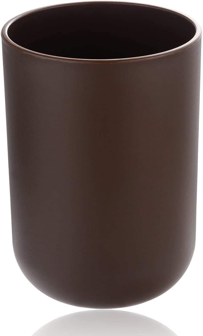 Set di 6 accessori da bagno in plastica di lusso, set di accessori da bagno, bottiglie per lozione, portaspazzolino per denti, portasapone, scopino per WC, bidone della spazzatura (marrone)