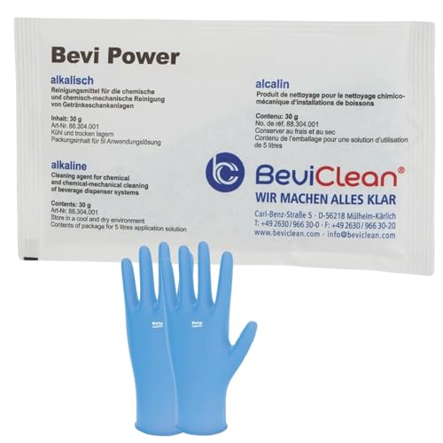 Bevi Power alkalisch Pulver in 1 Beutel Reinigungmittel für Getränke Leitungen Bier Zapfanlagen Schankanlagen mit 1 Paar Einweghandschuhen Bevi Power alkalisch Pulver in 1 Beutel Reinigungmittel für Getränke Leitungen Bier Zapfanlagen Schankanlagen mit 1 Paar Einweghandschuhen