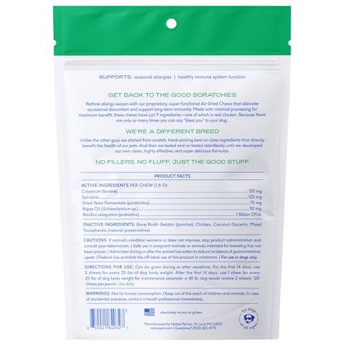 image for Native Pet Dog Allergy Chews - Dog Allergy Relief with Probiotics and 