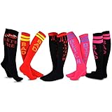 TeeHee Novelty Cotton Knee High Fun Socks 5-Pack for Women (Scarry Vampire and Bad Attitude)