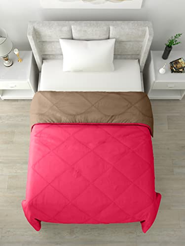 Image of Clasiko Reversible Single Bed Comforter; 60x90 Inches; 200GSM; Pink & Taupe