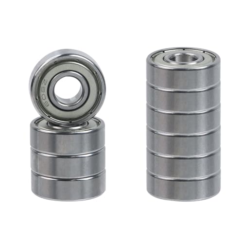 Image of Antrader 608 ZZ Ball Bearings,Miniature Deep Groove Ball Bearings,10Pcs | 8mm x 22mm x 7mm High Carbon Steel Shielded Sealed Miniature Skateboard-Bearings
