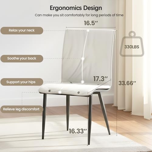 Dining Chairs - Ergonomic Faux Leather & Metal