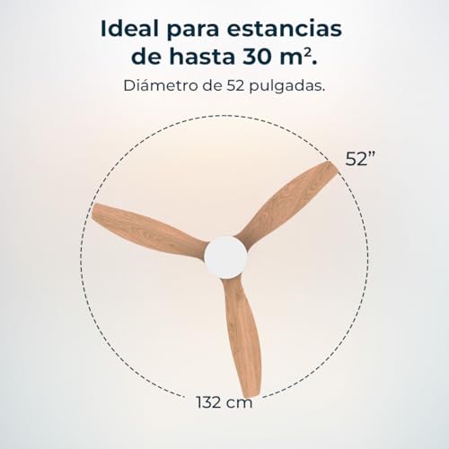 Cecotec Ventilador de Techo con Luz LED Energysilence Aero 5600 Classic. 40W, Motor DC, Diámetro 132 cm, Lámpara Led 18W, Temporizador, 6 Velocidades, Mando A Distancia, Función Verano/Invierno - imagen 5
