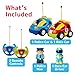 Prextex 2 Pack Cartoon Remote Control Cars for Toddlers - Police Car and Race Car with Steering Wheel Controllers and Lights - Different Frequencies So Both Can Race Together - Toddler Gift 18+ Months