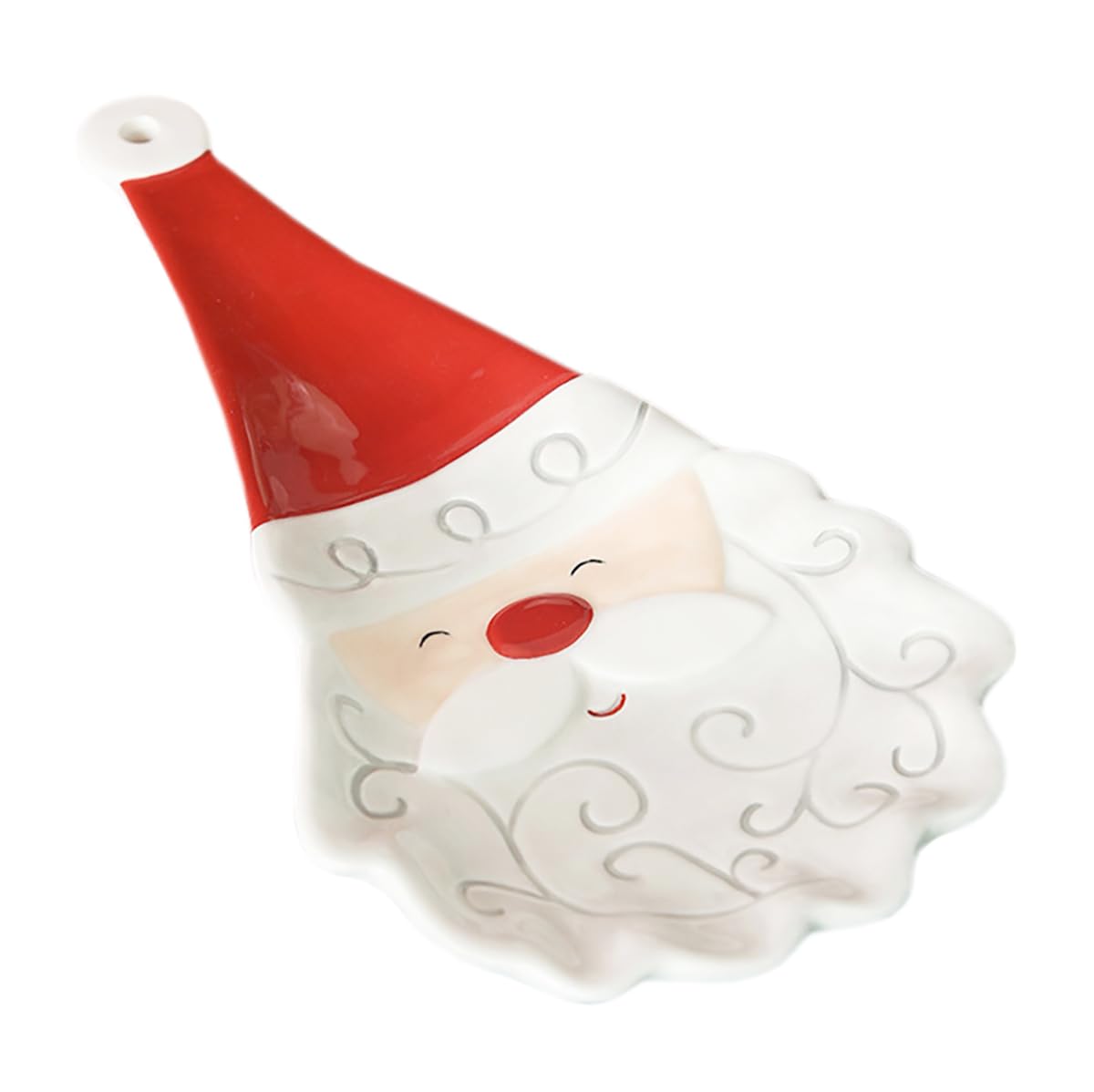 Sizikato Ceramic Spoon Rests, Santa Claus Shaped Porcelain Utensil Ladle Rest
