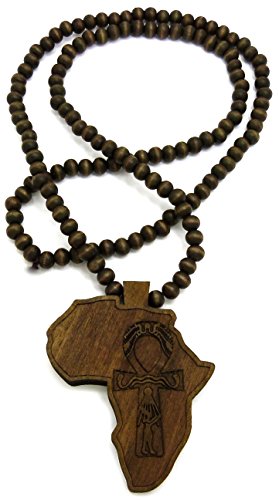 GWOOD Africa with Ankh Wood Pendant with 36 Inch Long Beaded Necklace4