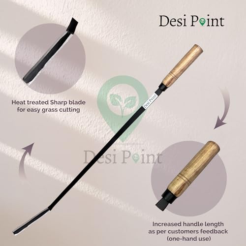 Image of Desi Point Handmade Grass Sword for Gardening - Manual Grass Cutter Tool | Weed Remover Knife for Lawn | Ghas Katne Ki Talwar | One-Handed Use