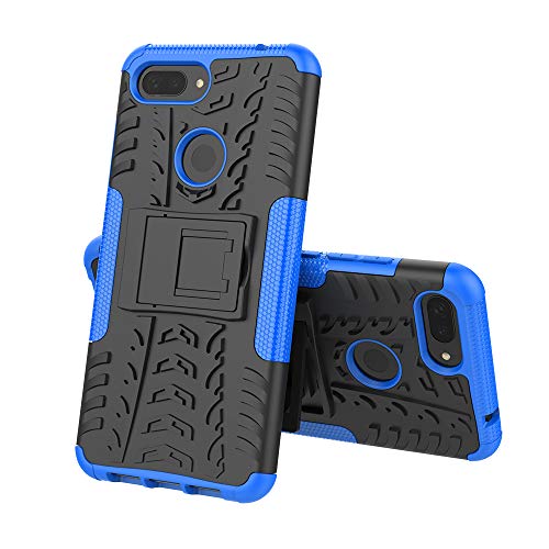 JMstore Funda Compatible con Xiaomi Mi 8 Lite +Pantalla Vidrio Templado Combinación A Prueba Choques Carcasa móviles(Azul)