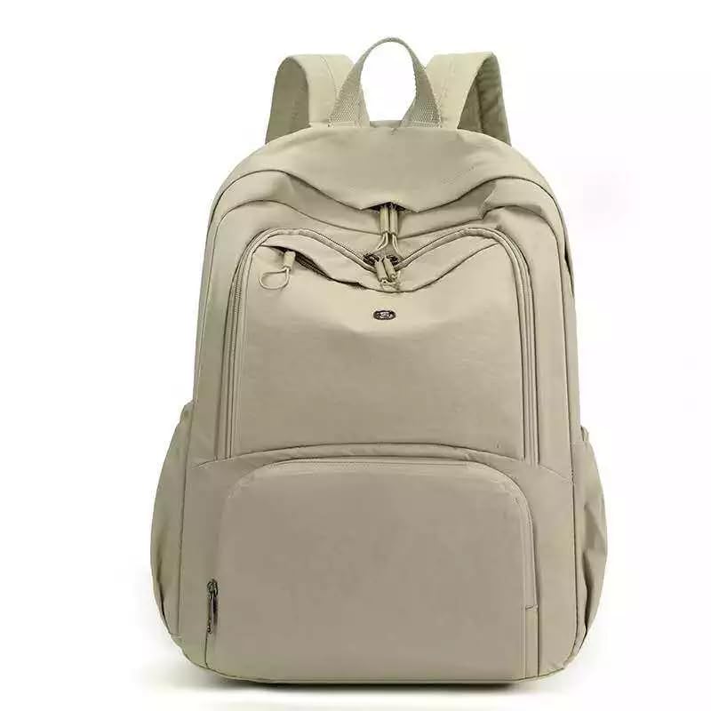 Mochila Feminina de Nylon Grande Capacidade para Viagem, Estudos e Uso Diário, Leve e Casual(2254 - Cáqui)